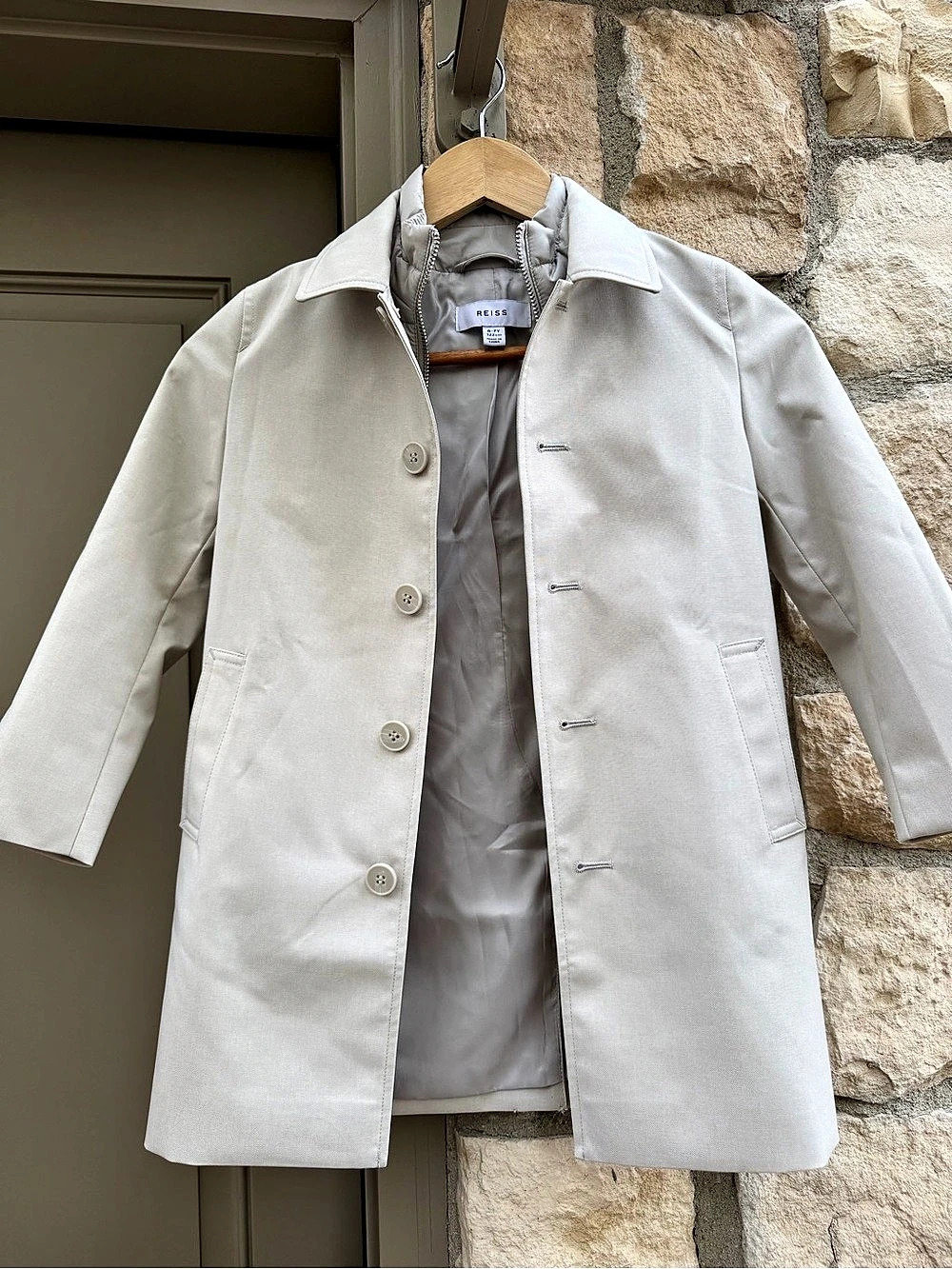 Reiss Girls Puffer Trench Coat Stone-White Size 6-7Y Like New - Picture 2 of 6